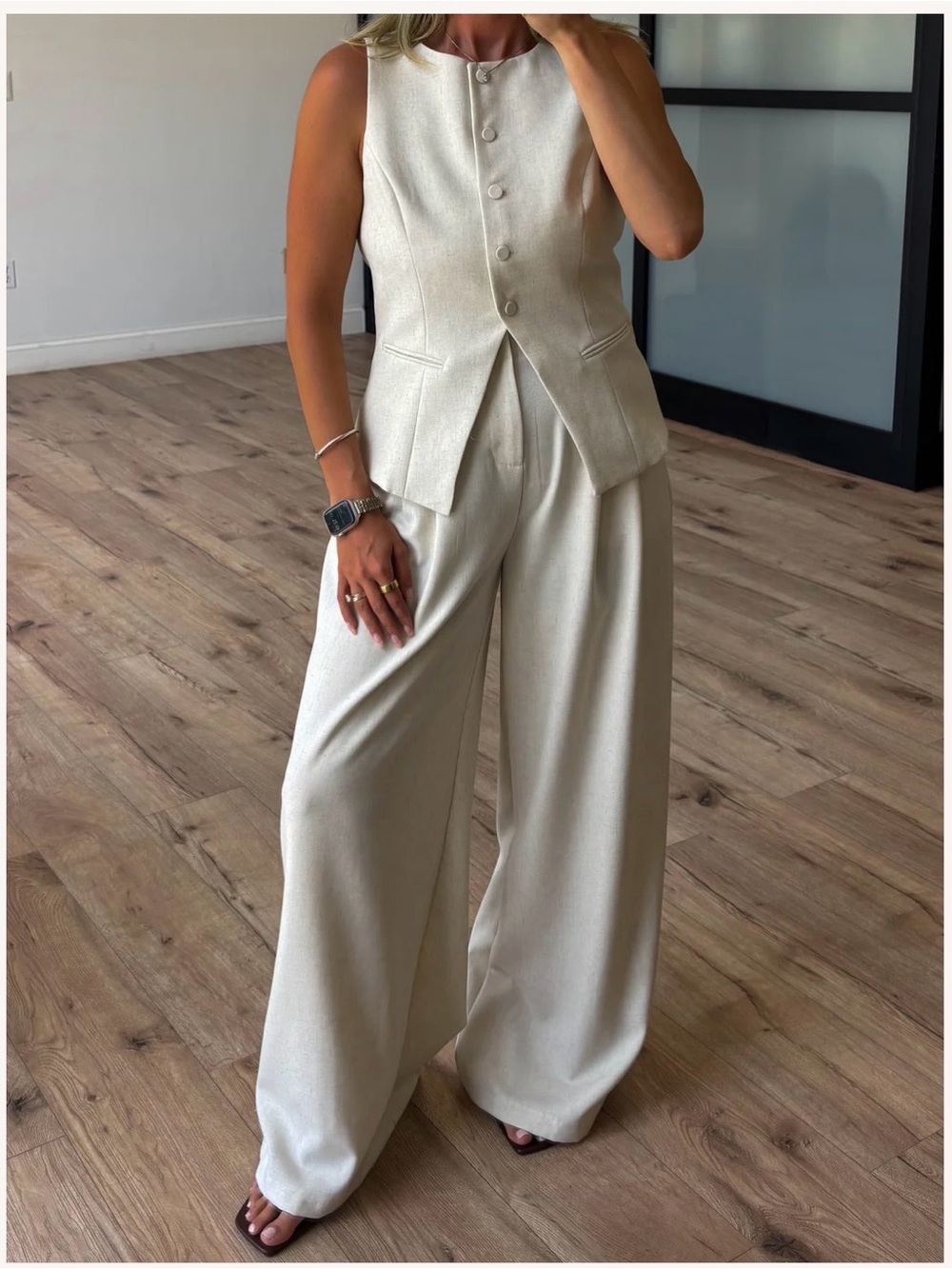 Talulah | cream vest top and pants set, size M NWOT